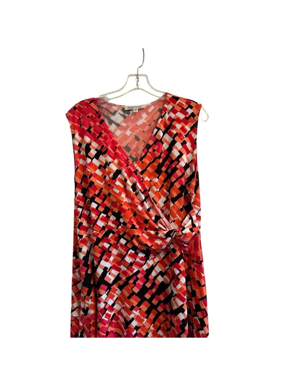Travel Smith Surplice Bodice Sleeveless Shift Dress Womens XLP PETITE Geometric - Picture 7 of 17